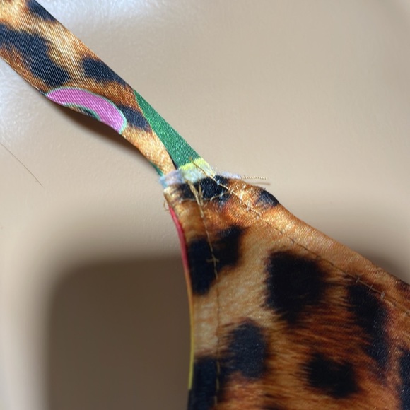 COLLUSION SATIN SLIP MAXI DRESS LEOPARD FLORAL PRINT - Picture 3 of 7